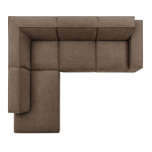 Restore 4-Piece Performance Fabric Upholstered Modular L-Shaped Sofa in Mocha
