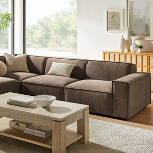 Restore 4-Piece Performance Fabric Upholstered Modular L-Shaped Sofa in Mocha