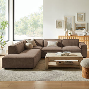 Restore 4-Piece Performance Fabric Upholstered Modular L-Shaped Sofa in Mocha