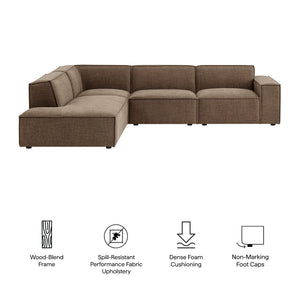 Restore 4-Piece Performance Fabric Upholstered Modular L-Shaped Sofa in Mocha