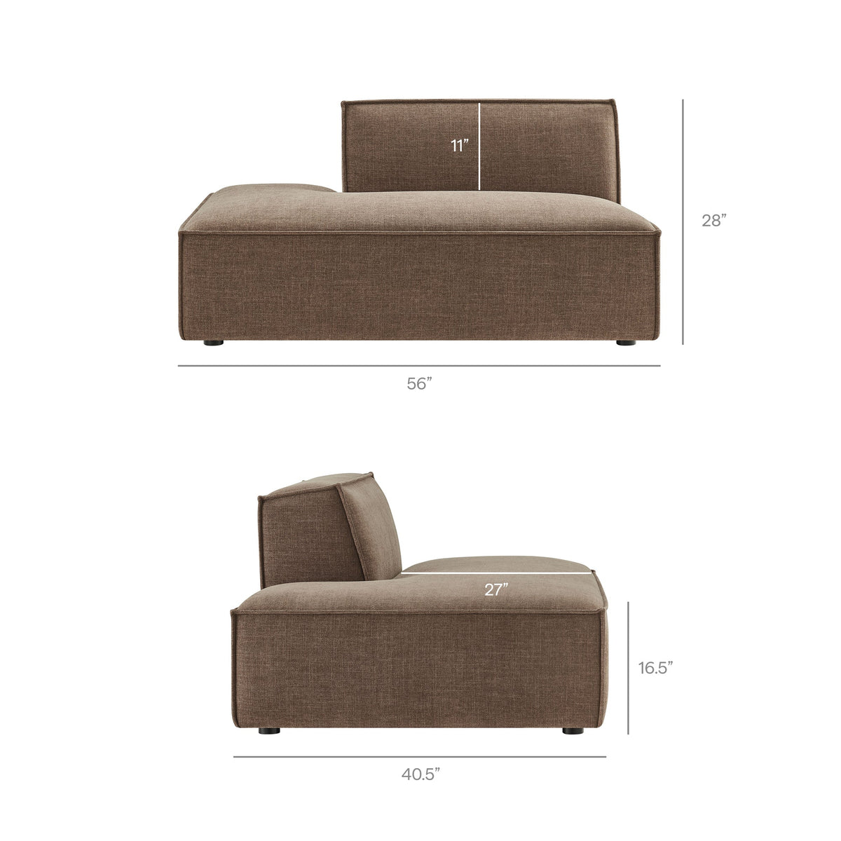 Restore 4-Piece Performance Fabric Upholstered Modular L-Shaped Sofa in Mocha