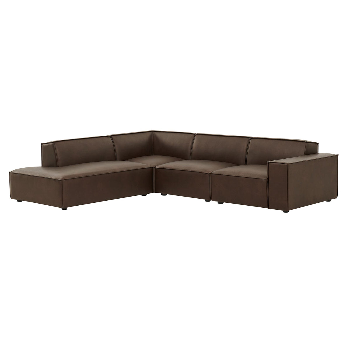 Restore 4-Piece Vegan Leather Modular L-Shaped Sofa in Espresso