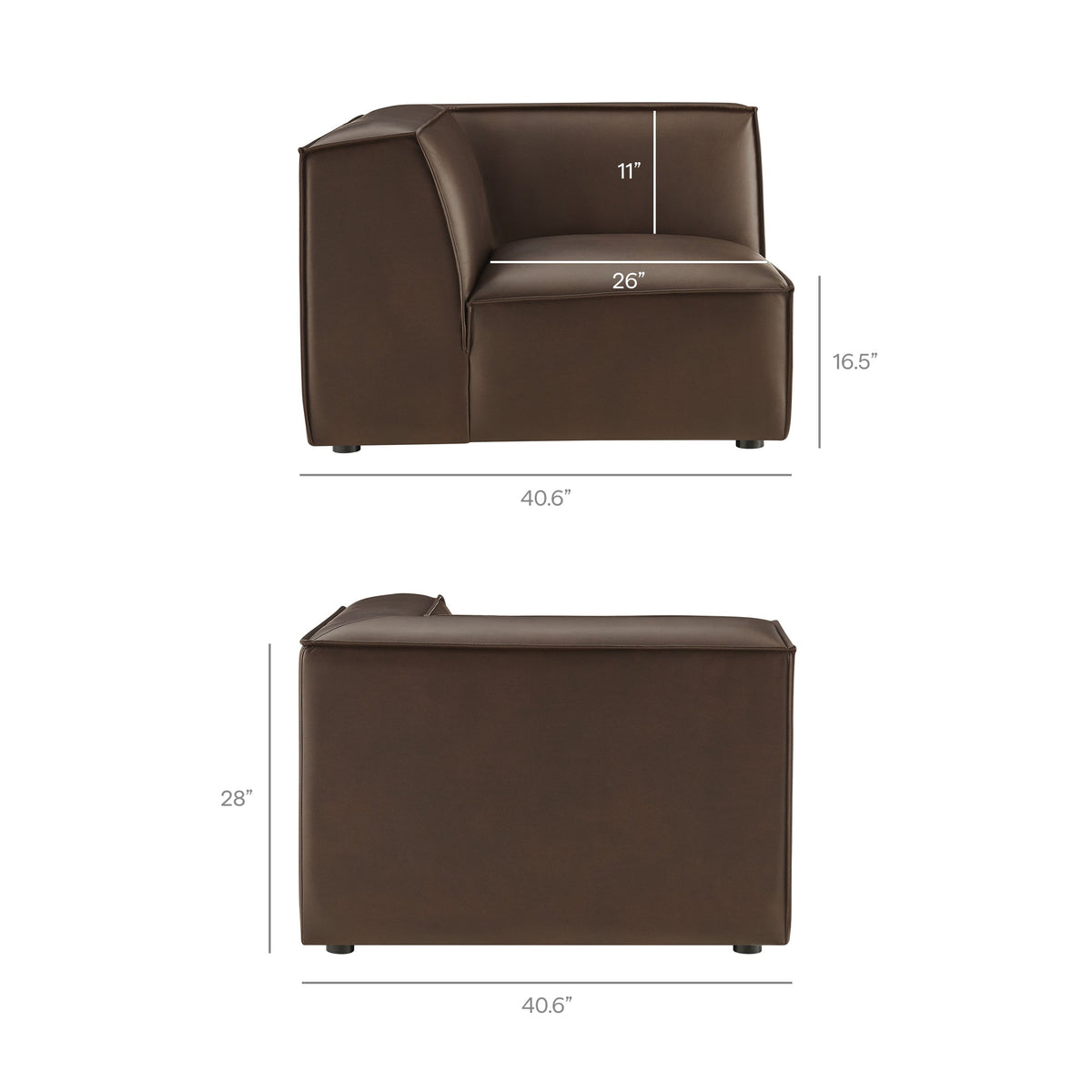 Restore 4-Piece Vegan Leather Modular L-Shaped Sofa in Espresso