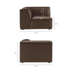 Restore 4-Piece Vegan Leather Modular L-Shaped Sofa in Espresso