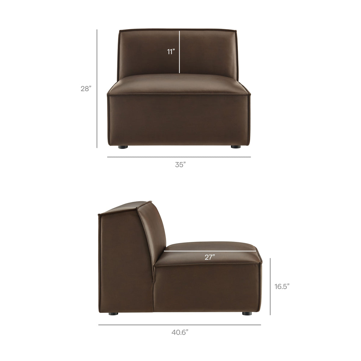 Restore 4-Piece Vegan Leather Modular L-Shaped Sofa in Espresso