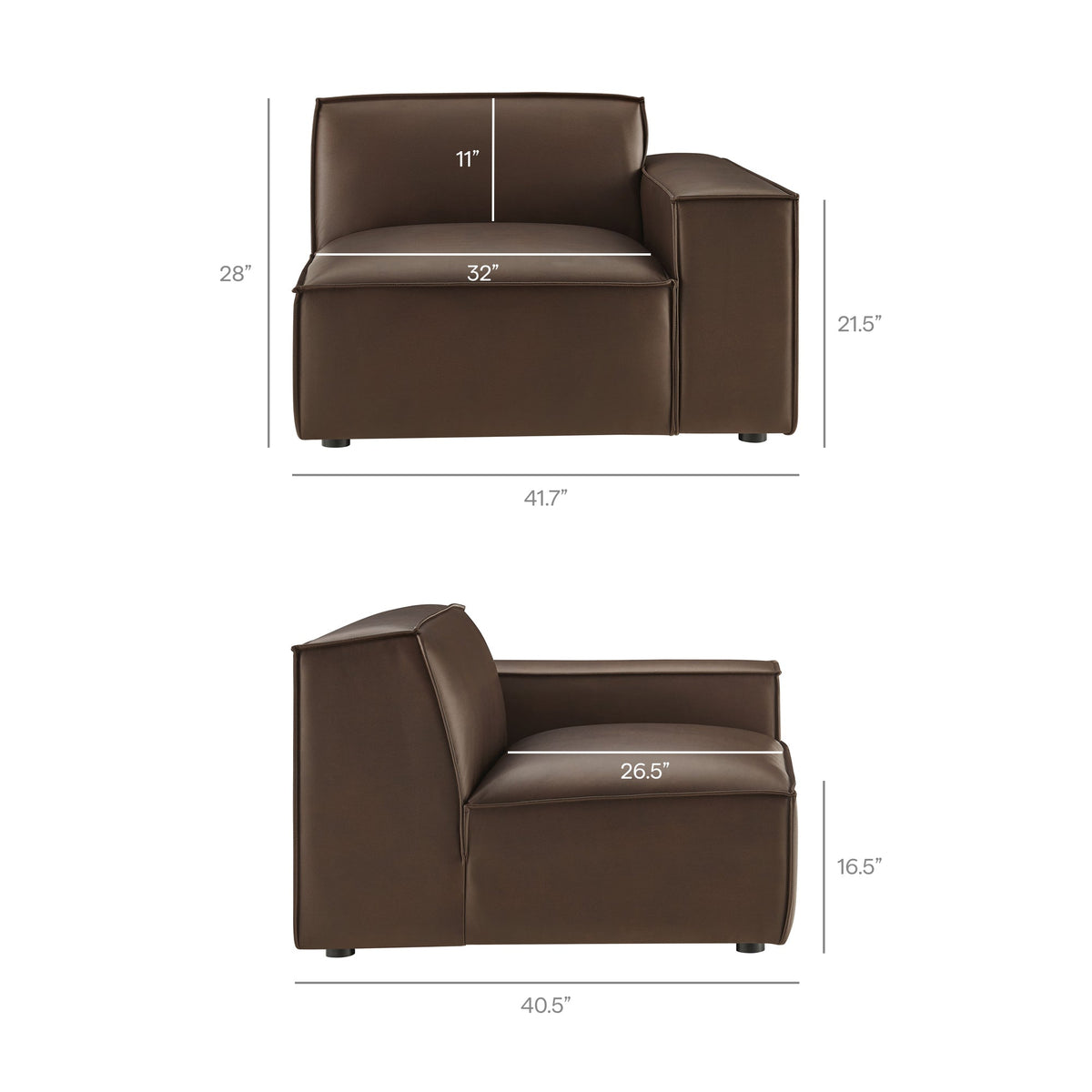 Restore 4-Piece Vegan Leather Modular L-Shaped Sofa in Espresso