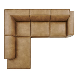 Restore 4-Piece Vegan Leather Modular L-Shaped Sofa in Toast
