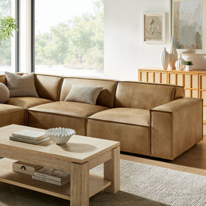 Restore 4-Piece Vegan Leather Modular L-Shaped Sofa in Toast