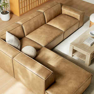 Restore 4-Piece Vegan Leather Modular L-Shaped Sofa in Toast