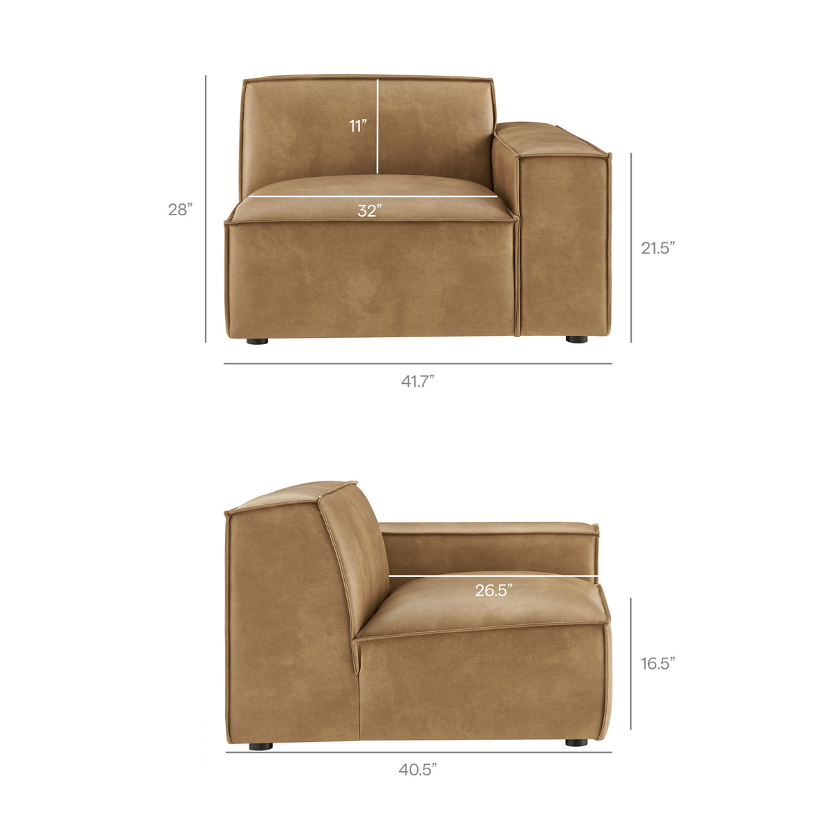 Restore 4-Piece Vegan Leather Modular L-Shaped Sofa in Toast