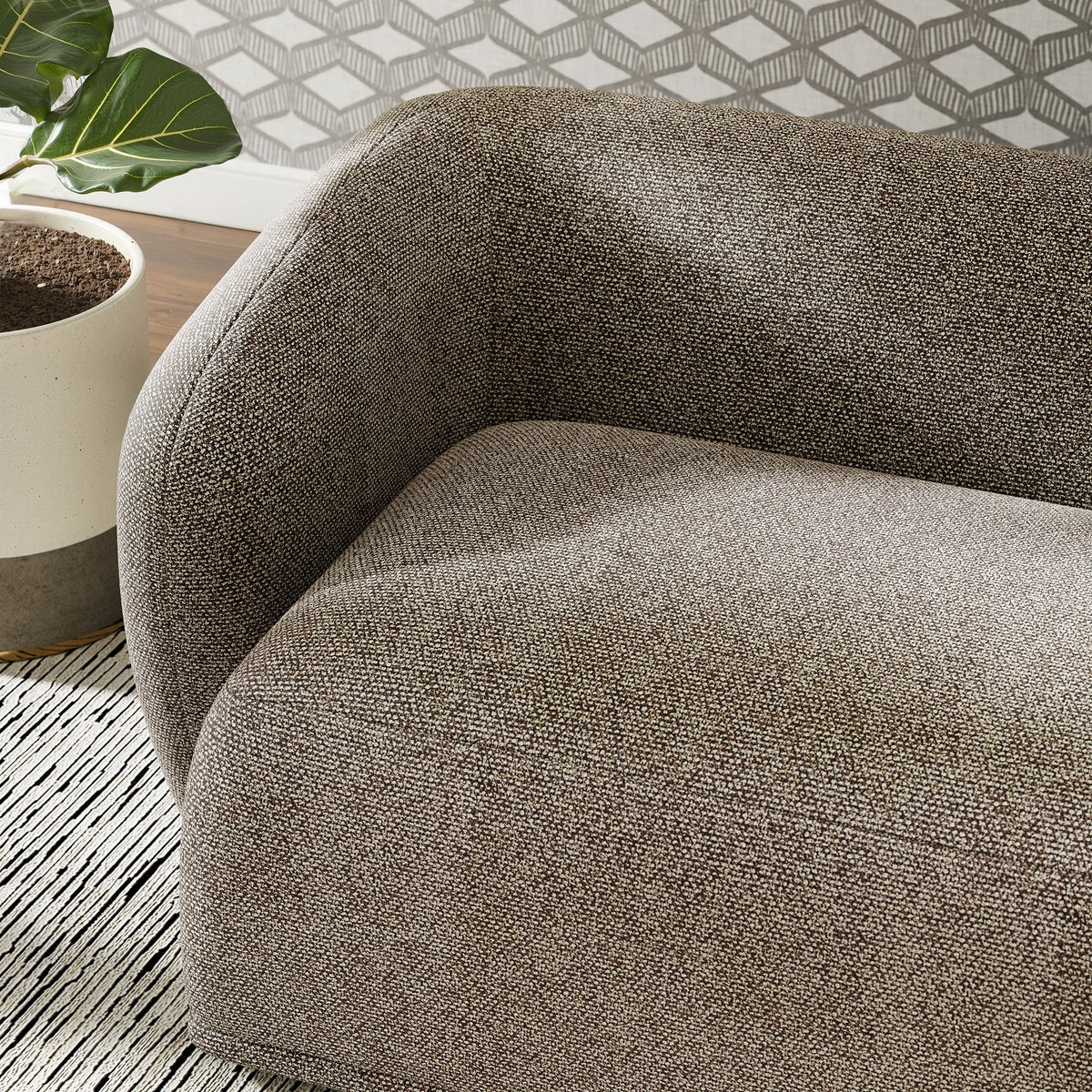 Monica 88 Inch Boucle Fabric Sofa in Earth