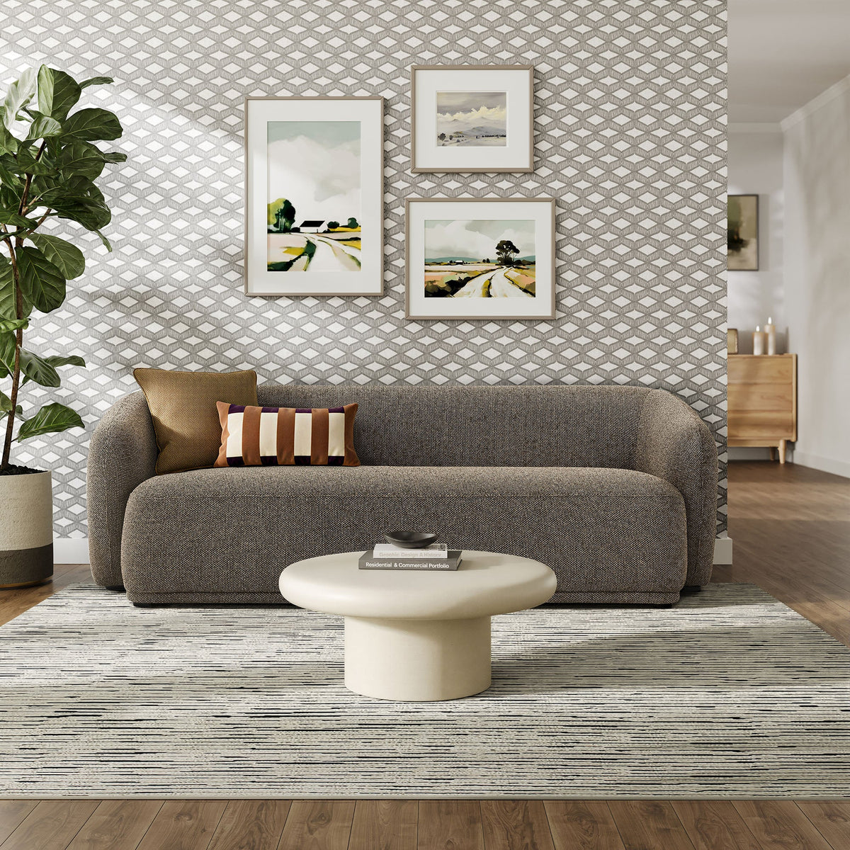 Monica 88 Inch Boucle Fabric Sofa in Earth
