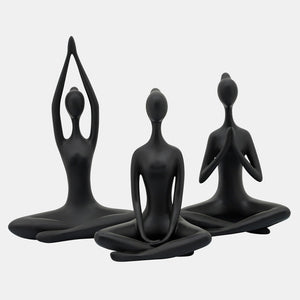 Resin S/3 10"h Yoga Ladies Black