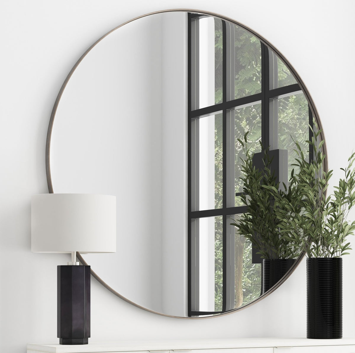 Eltham 60" Silver Round Wall Mirror
