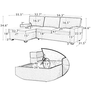 Langston Sofa Sleeper w/Chaise