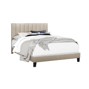 Century Platform Bed W/ Beige Fabric