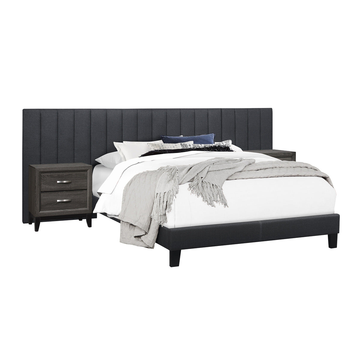 Bay King Wall Panel Bed Dark Grey