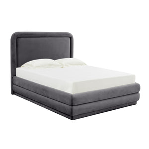 Briella Dark Grey Velvet Bed in Queen