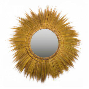 Mettu Natural Grass Round Wall Mirror