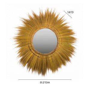 Mettu Natural Grass Round Wall Mirror