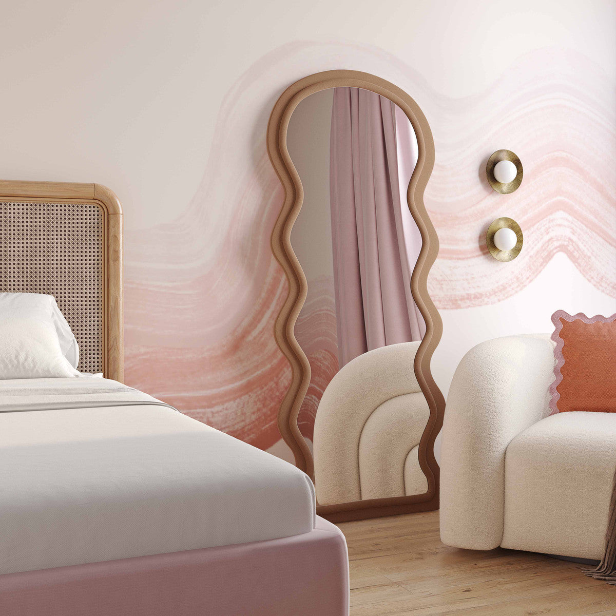 Rhodes Cinnamon Velvet 70&quot; Floor Mirror