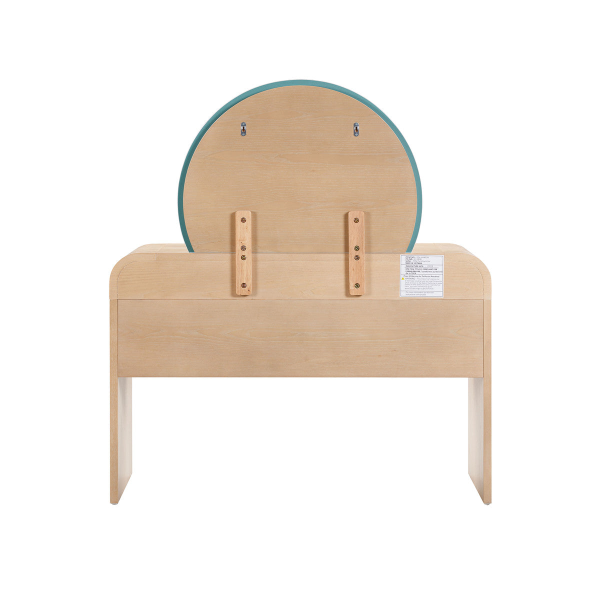 Moonrise Natural Ash 2-Drawer Vanity Desk with Mirror