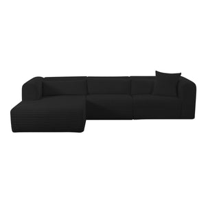 Tarra Fluffy Oversized Black Corduroy Modular LAF Sectional