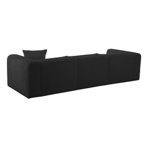 Tarra Fluffy Oversized Black Corduroy Modular LAF Sectional