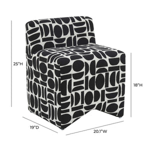 Pippa Black Geometric Jacquard Weave Stool