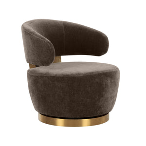 Austin Chocolate Brown Upcycled Fabric Swivel Chair