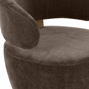 Austin Chocolate Brown Upcycled Fabric Swivel Chair