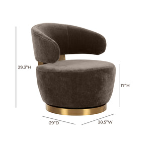 Austin Chocolate Brown Upcycled Fabric Swivel Chair