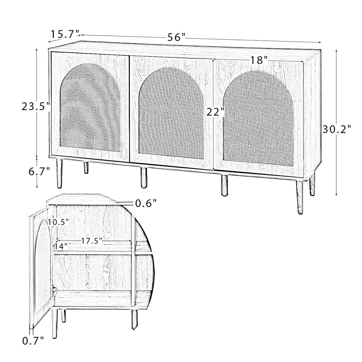 Wendell 3-Door Sideboard