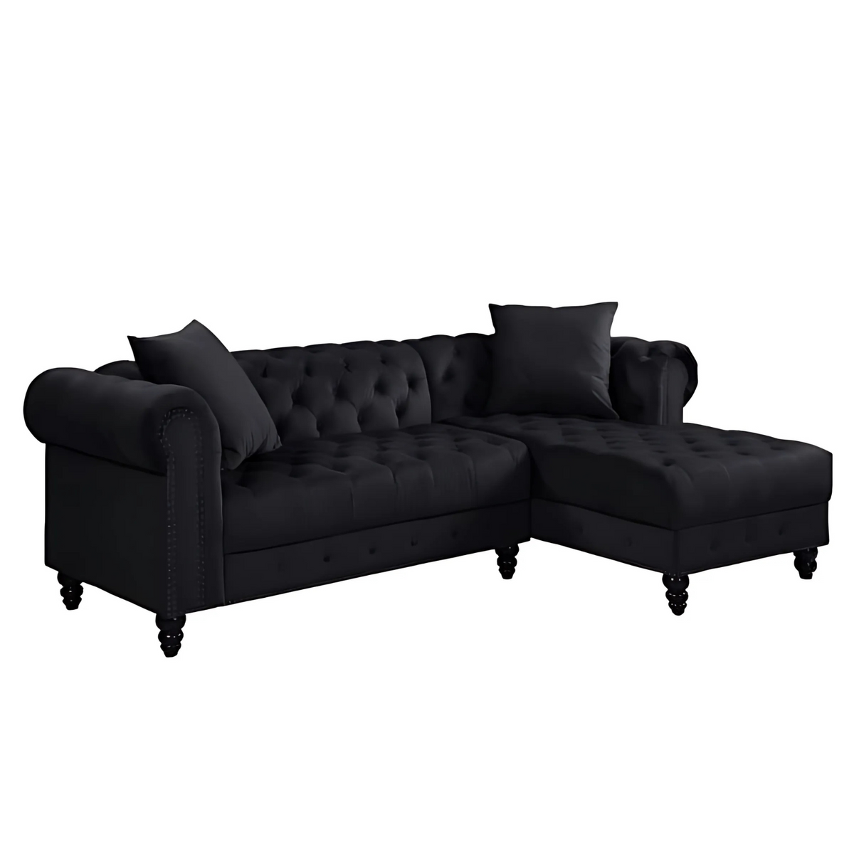 Liberty Black Velvet Sectional 94"