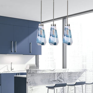 Windswept Blue & White 1 Lt Mini Pendant