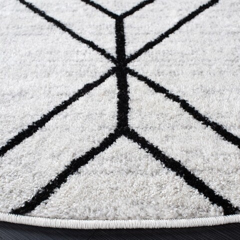 6' shops x 6' 6x6 Ivory Black Handmade Wool Area Rug NAT801E