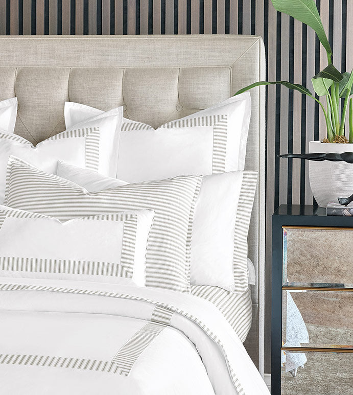 BLASS TICKING DUVET COVER IN FAWN