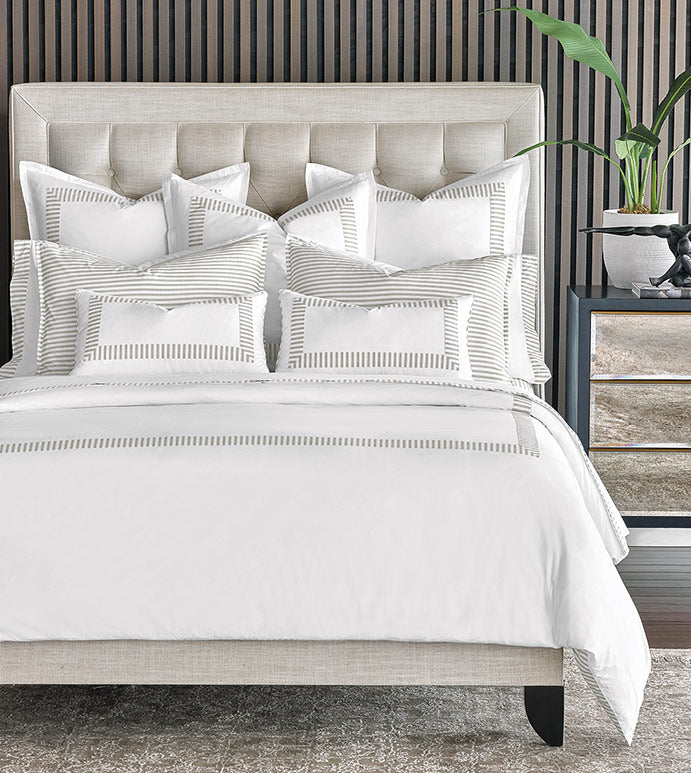 BLASS TICKING DUVET COVER IN FAWN