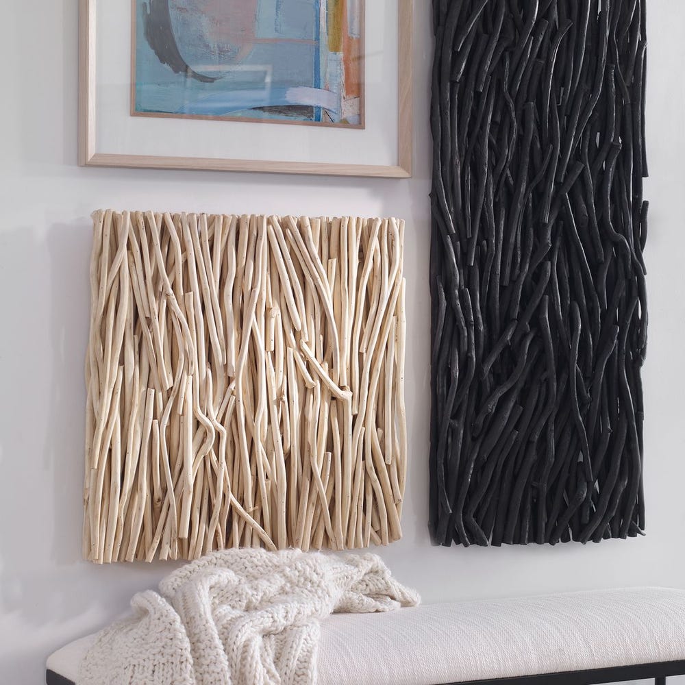 Gathered Teak Square Wood Wall Decor Bleached