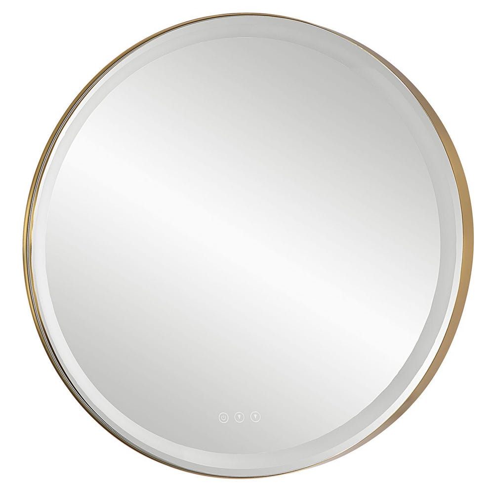 Crofton Lighted Round Mirror Brass