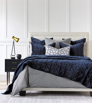 NOVA QUILTED VELVET COVERLET IN INDIGO