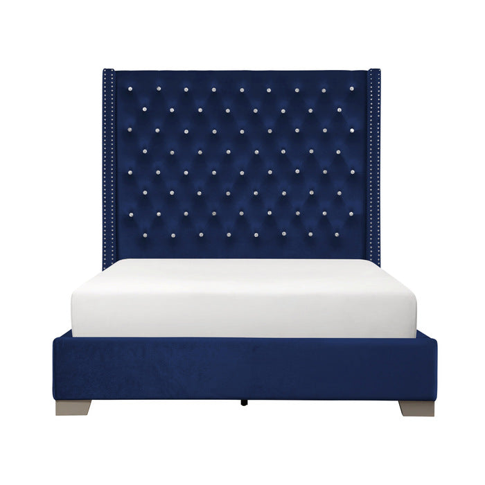 Gloria Tufted Bed Blue
