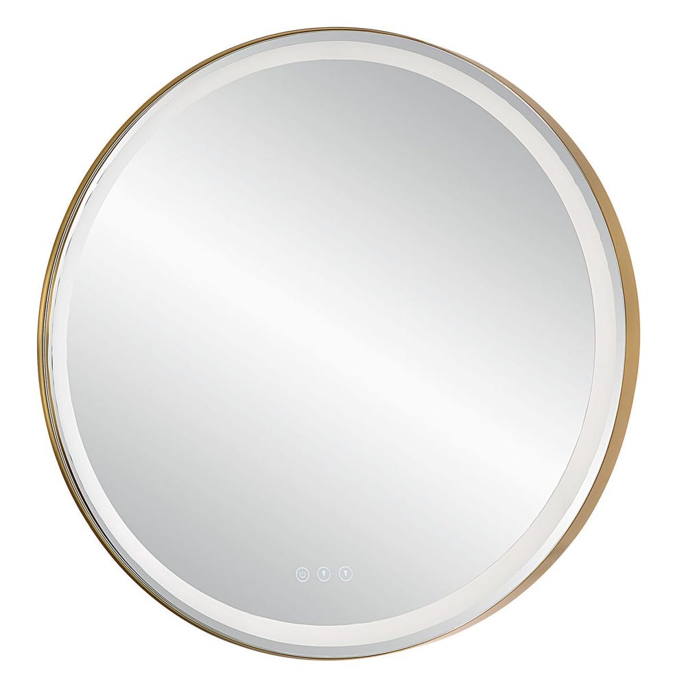 Crofton Lighted Round Mirror Brass