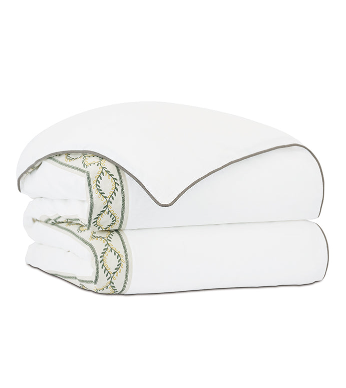 CLEMENTINE VINE BORDER DUVET COVER AND COMFORTER