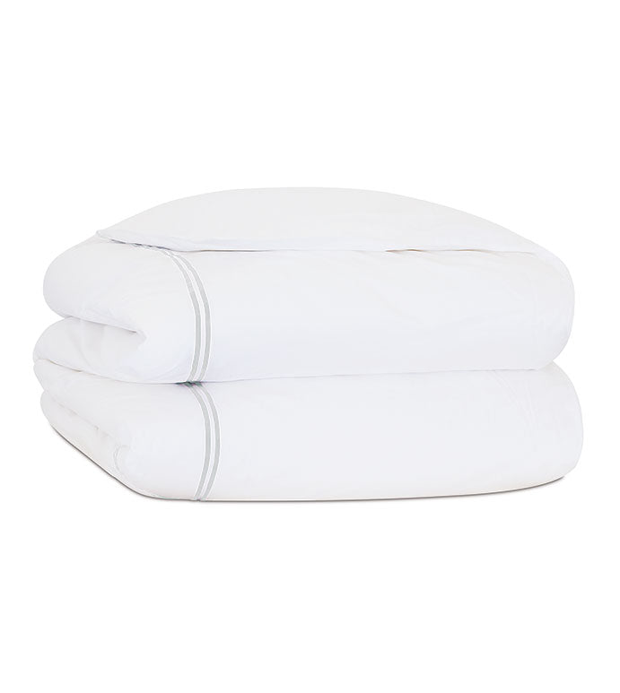 ENZO SATIN STITCH DUVET COVER IN SILVER