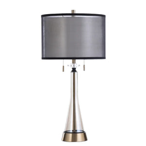 Amber Glass Table Lamp with Brushed Metal Base