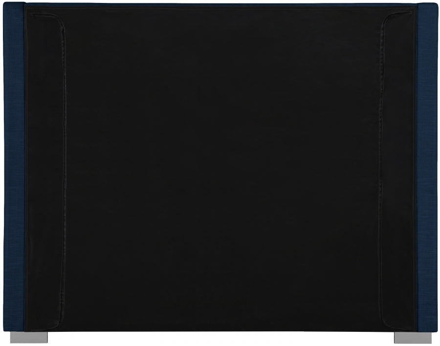 Plato Navy Linen King Bed