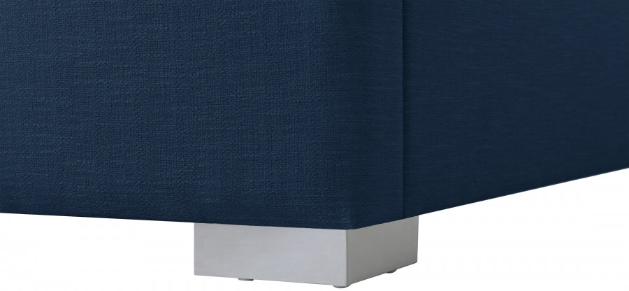 Plato Navy Linen King Bed