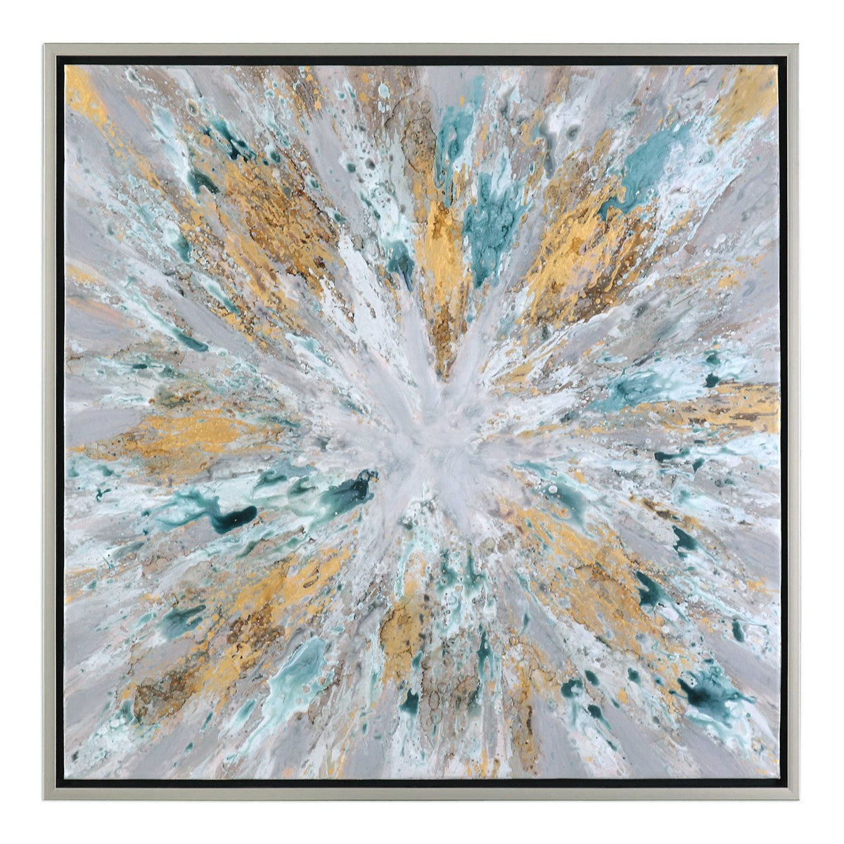 EXPLODING STAR HAND PAINTED CANVAS FRAMED WALL ART