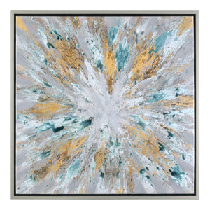 EXPLODING STAR HAND PAINTED CANVAS FRAMED WALL ART